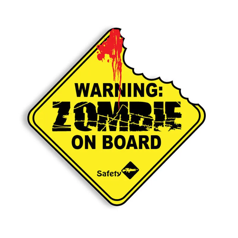 

Warning Car Sticker ZOMBIE on Board Vinyl Sunscreen Car Window Car Styling Accessories Decorative Waterproof PVC 13cm*13cm