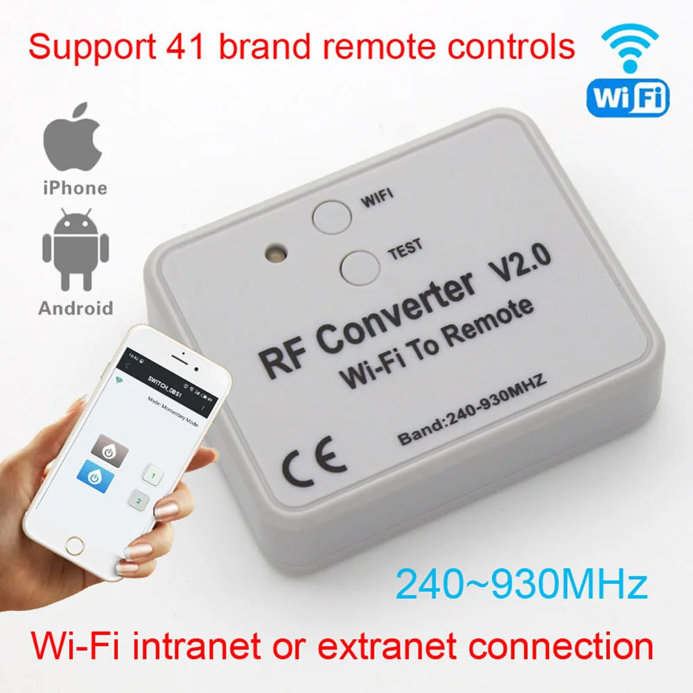 Преобразователь Wi-Fi в RF многочастотный с подвижным кодом бренды 330 433 868 МГц