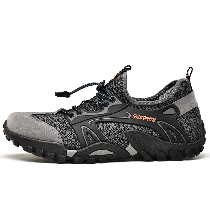 Gray Shoes VESONAL/брендовая мужская обувь с дышащей сеткой для взрослых; сезон осень; походная обувь в винтажном стиле; удобная износостойкая обувь - Цвет: Gray Shoes