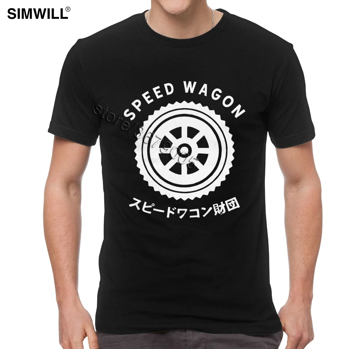 Men's Speed Wagon Tshirt Unique Jojo Bizarre Adventure T Shirts Short Sleeves Eco Cotton Printing T-Shirt Crew Neck Slim Fit |