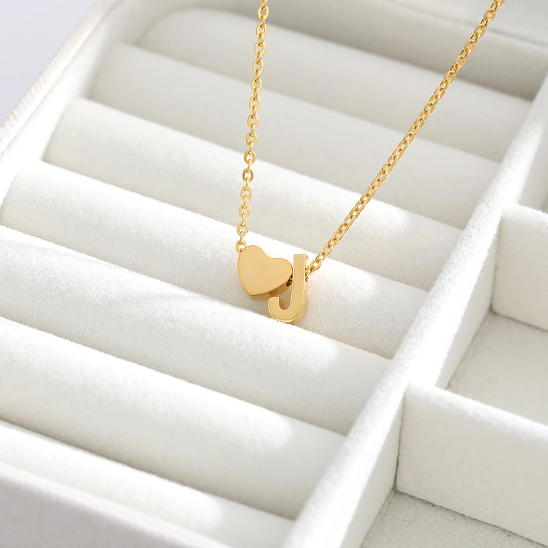 Initial Necklaces Chain Jewelry Letter Rose-Gold Stainless-Steel Silver-Color Girls Women
