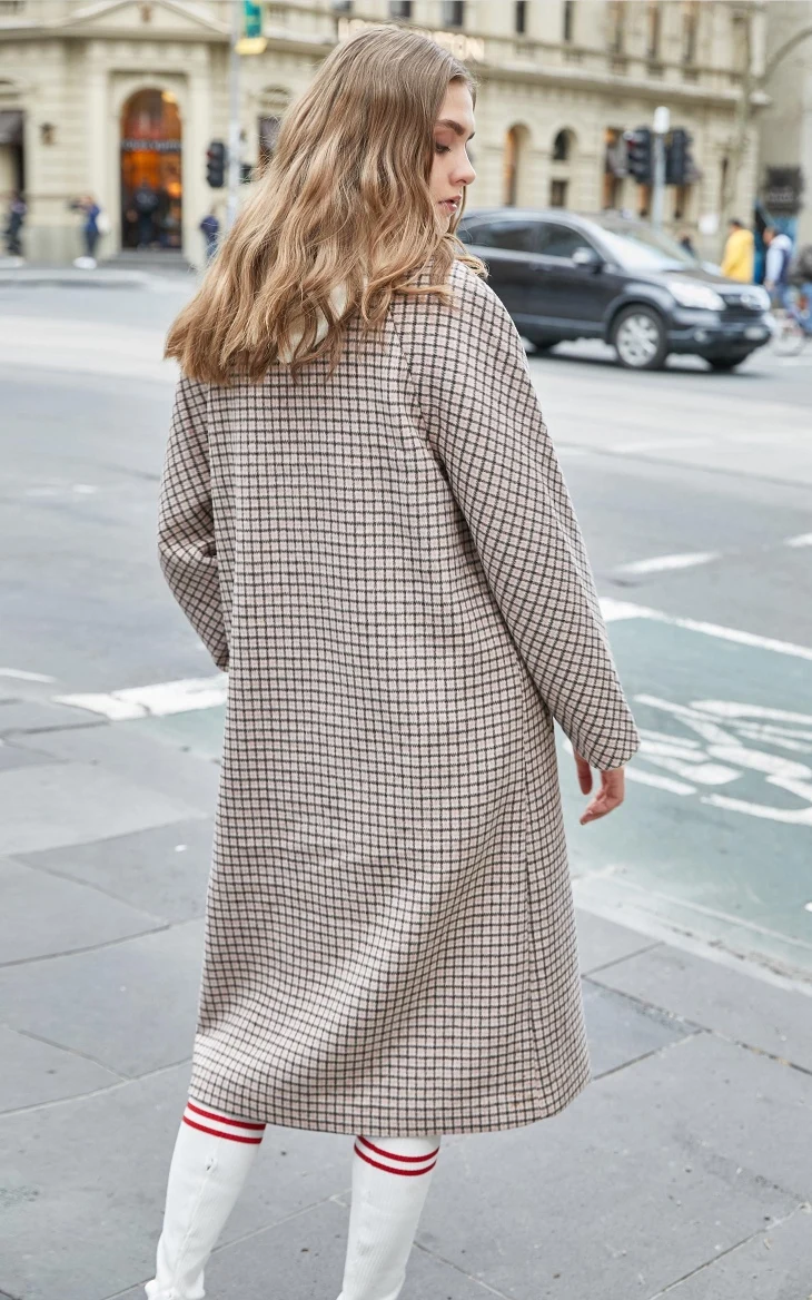 Vero Moda Новое поступление шерстяное пальто из овечьего меха в ломаную клетку | 319427512