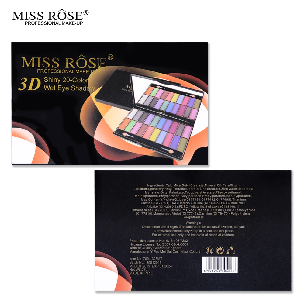 Miss Rose, 20 цветов, Мерцающая матовая палитра теней для век, палитра для макияжа, телесный, яркий пигментированный цвет, Набор теней для макияжа, косметика