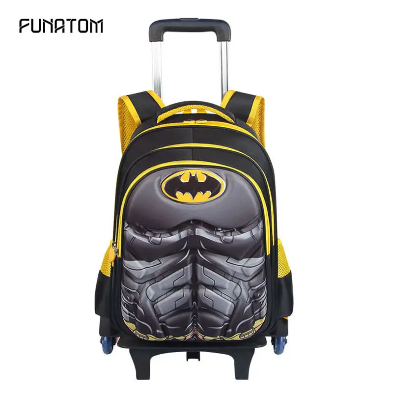 School Backpack Bat Trolley 6 Wheeles Bag Strong Upstair Waterproof Wheeled Children School Bag with Wheels Girls Kids Luggage