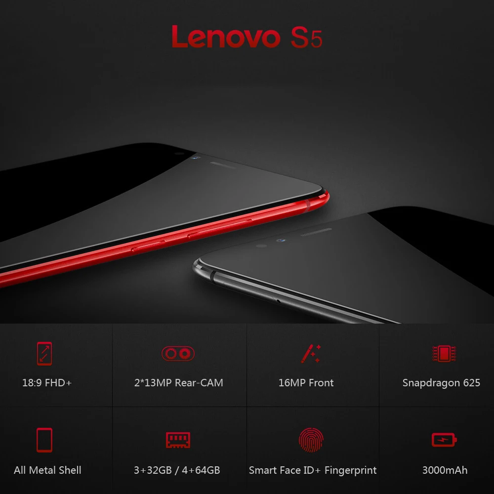 Lenovo S5 K520, 4 ГБ, 64 Гб ПЗУ, Восьмиядерный мобильный телефон Snapdragon 625, глобальная версия, двойная задняя камера 13 МП, фронтальная 16 МП, 4k смартфон