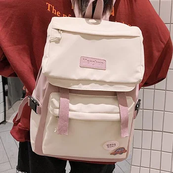 

EnoPella Fashion Nylon Waterproof Women Backpack Rucksack Female Black School Bag For Teenager Girl Bookbag Travel Mochila