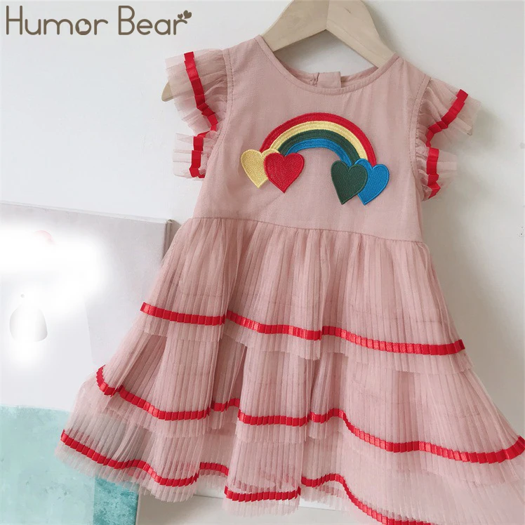 Летнее платье для девочек Humor Bear 2020 разноцветное принцессы из хлопка с оборками