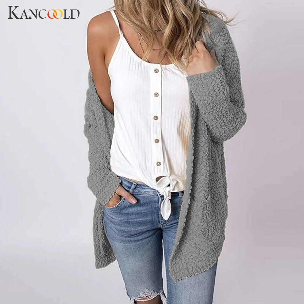 Женский флисовый кардиган KANCOOLD Кардиган с длинным рукавом и открытым передним