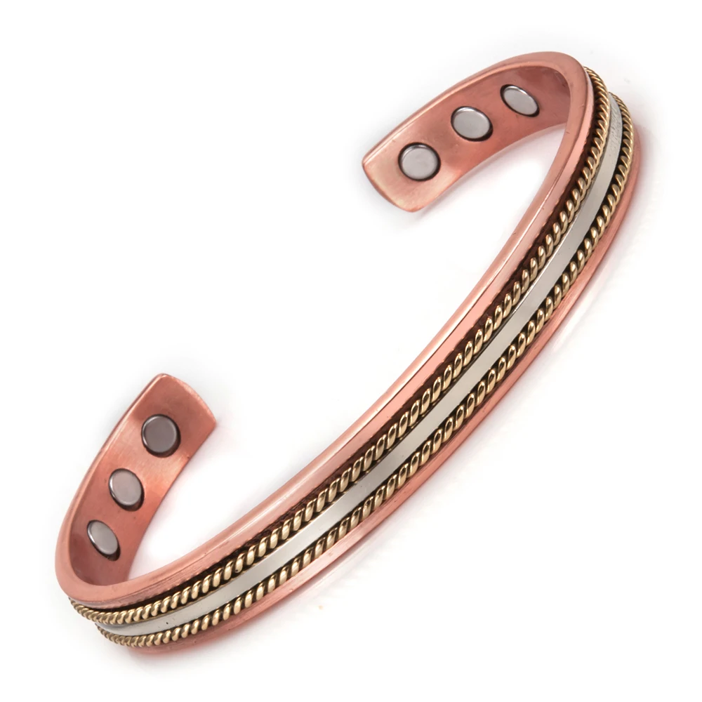 Meatlhy Jewelry Set Salute Magnetico Donne Bracciale Anello Puro Rame Regolabile Twisted Jewelry-set Aperto Polsino Filo Bracciali Anello Donne_voghion.com
