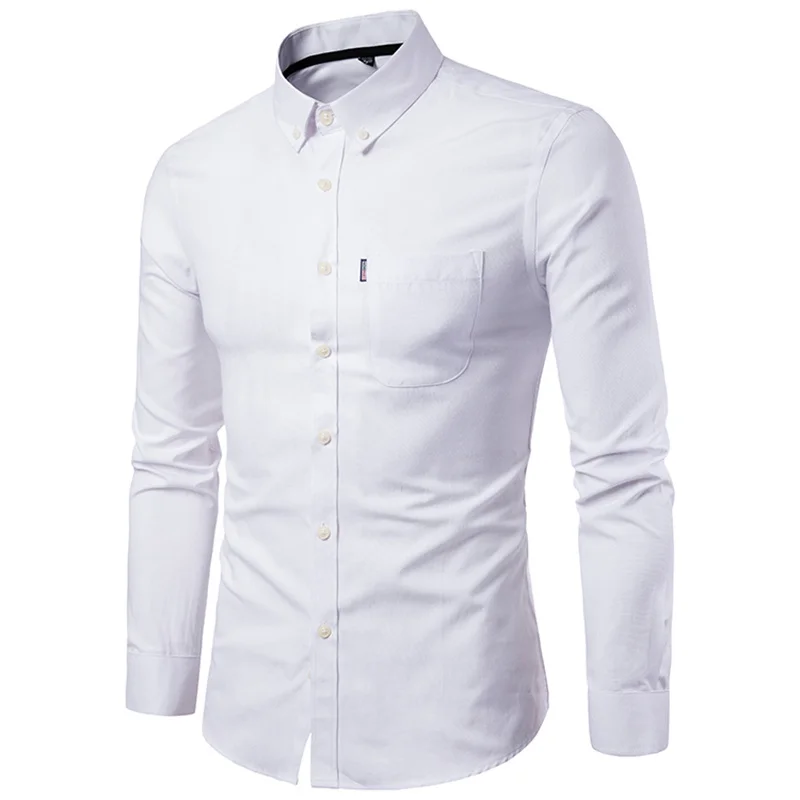 

Men's shirt spring and autumn new men's Oxford spinning slim solid color shirt men's shirt long-sleeved casual shirt men