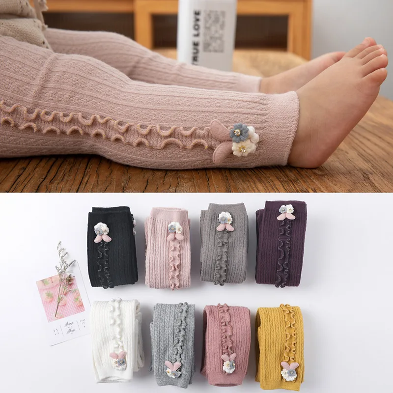 Baby Girls Tights Toddler Kid Girl Ribbed Stockings Cotton Warm Pantyhose Solid Style 0-6T Autumn Winter knit tights,girls pantyhose