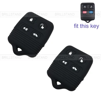 

2pcs 4 Button Silicone Car Remote Key Fob Silica Gel Holder Case Cover for Ford Series Black
