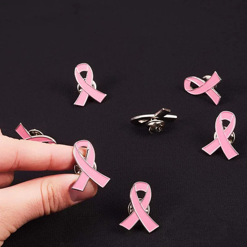 Pink Ribbon Pin, 20 Pcs Official Ribbon Brooches Breast Cancer Awareness Lapel Pins