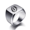 Bagues personnalisées à graver initiale pour hommes, chevalière masculine en acier inoxydable, bijoux vierges, bande, ton argent poli, taille américaine