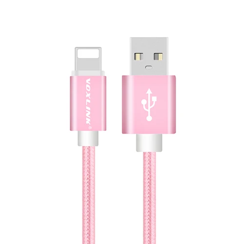 Pink VOXLINK, 5 шт. в упаковке, USB-8-контактный кабель, нейлоновый usb кабель для зарядки и передачи данных для iPhone X Xs, xr, 8, 8 plus, 7 plus, 6s plus, 5S, iPad Air, usb-кабель - Цвет: Pink