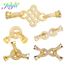 new design DIY  cz pave clasp gold plated Korean knot decoration leather cord bracelet hook clasp