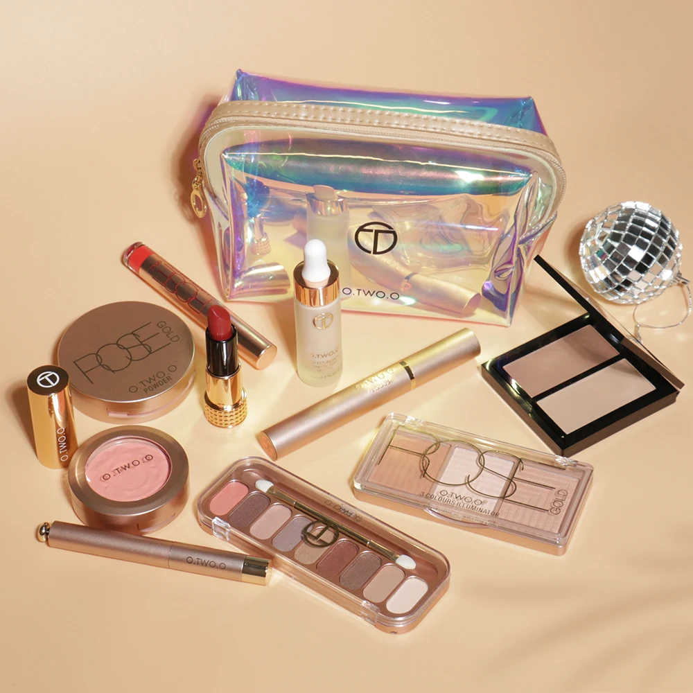 

O.TWO.O 11pcs Cosmetic Kit With Matte Foundation Lipstick Powder Blush Highlighter Contouring Eyes Makeup Set