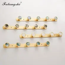 5 Row Hooks Brush Gold Clothes Hanger Coat Hooks Solid Brass Rustproof Screwed Robe Hook Wall Mounted WB8114