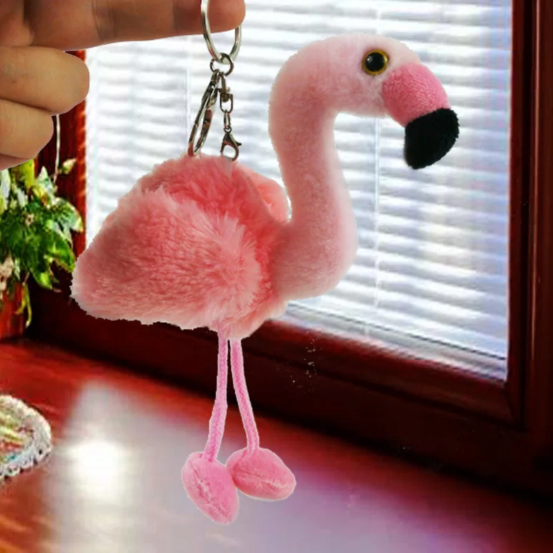 Мини фламинго милый помпон брелок для ключей пушистый женский Аксессуары