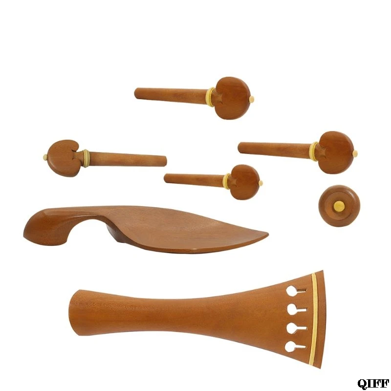 Violin Spare Jujube Wood Violin Fitting 4/4 with Violin Chinrest Tailpieces Pegs