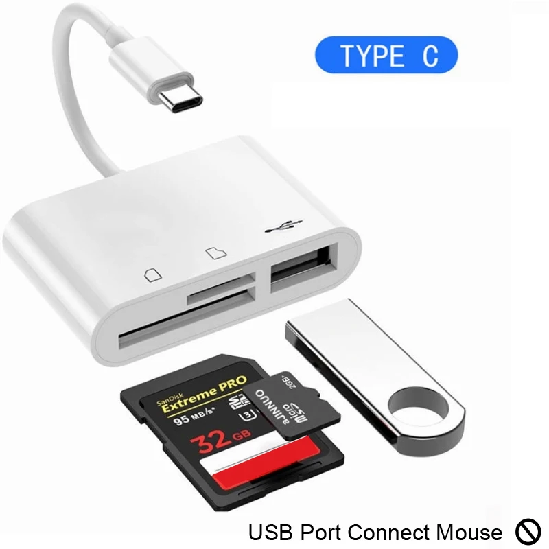 Тип C кард-ридер OTG адаптер Android телефон на SD TF CF U флэш-диск мышь для Ipad Pro huawei P20 Pro samsung S8 Macbook - Цвет: SD TF USB 3in1