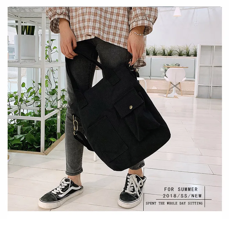 Ougger большие сумки на плечо женские сумки летние белые холщовые последние модели литературные корейские стильные однотонные сумки для покупок