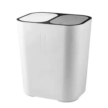 

Bathroom Kitchen Trash Can Garbage Wastebaske Classified Dry and Wet Two-Class Rubbish Bin with Lid