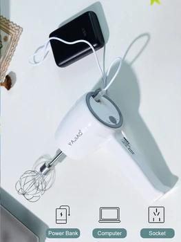 Wireless Portable Electric Food Mixer Hand Blender 5 Speeds High Power Dough Blender Egg Beater Hand Mixer 3