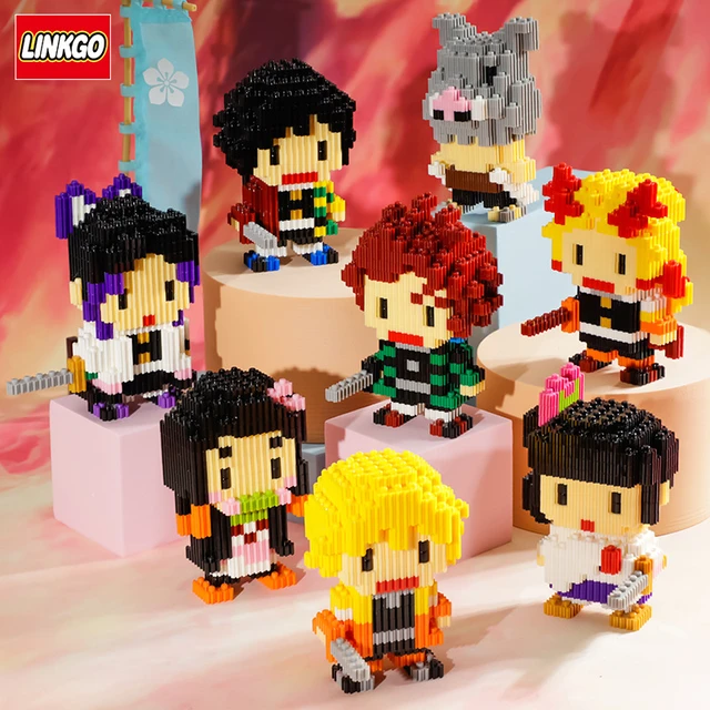 Demon Slayer Magic Building Blocks Figures Kamado Tanjirou Nezuko Inosuke  Mini Connection Bricks Sword Knife Toys For Children