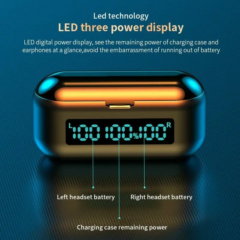 LOVEBAY TWS Wireless 5 0 Bluetooth Earphone 3 LED Power Display 9D Stereo HIFI Sound 2000mAh charging Waterproof With Microphone