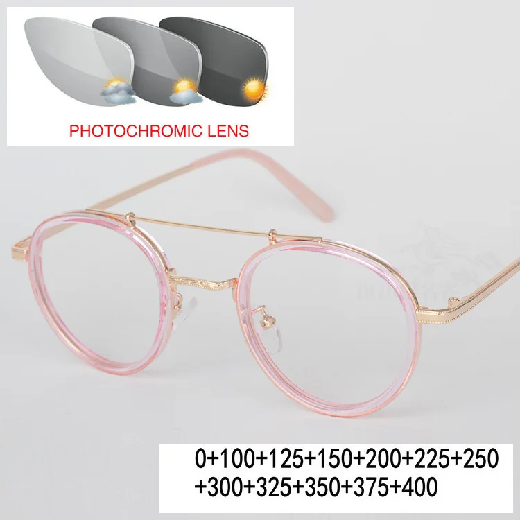 Oval Imitation Wood Sun Photochromic Reading Glasses For Women&Men Resin Clear Presbyopia Glasses Hyperopia Eyewear UV400 FML - Цвет оправы: pink