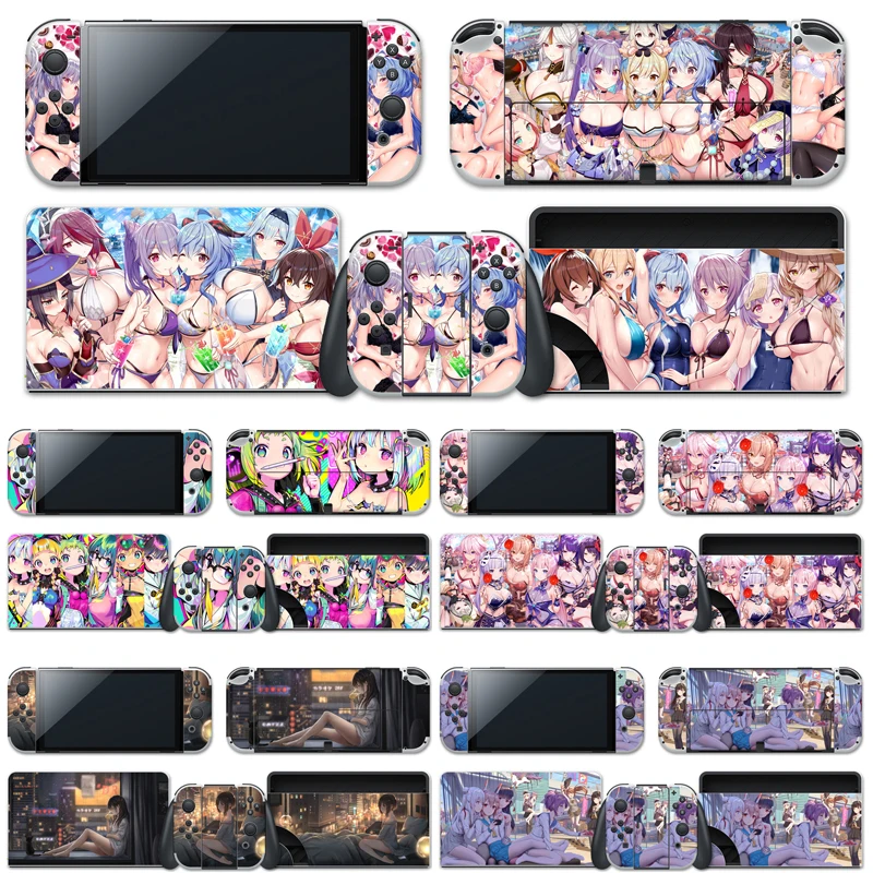 Japanese Anime Cartoon Sexy Girl Kurumi Re:Zero FGO Reimu DoHna DoHna Skin Sticker For Nintendo Switch OLED - ANKUX Tech Co., Ltd