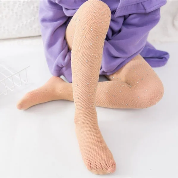 Pantyhose Diamond Tights Stockings Kids Tights Summer Kids Fishnet Top Girls Sequin Children Mesh Fishnet Net Pattern