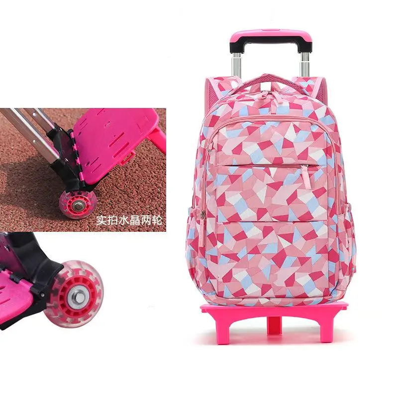 Funatom тележки школьные рюкзаки для девочек мультфильм детский рюкзак с колесами водонепроницаемый съемный Mochila Infantil Bolsa - Цвет: 2 wheels