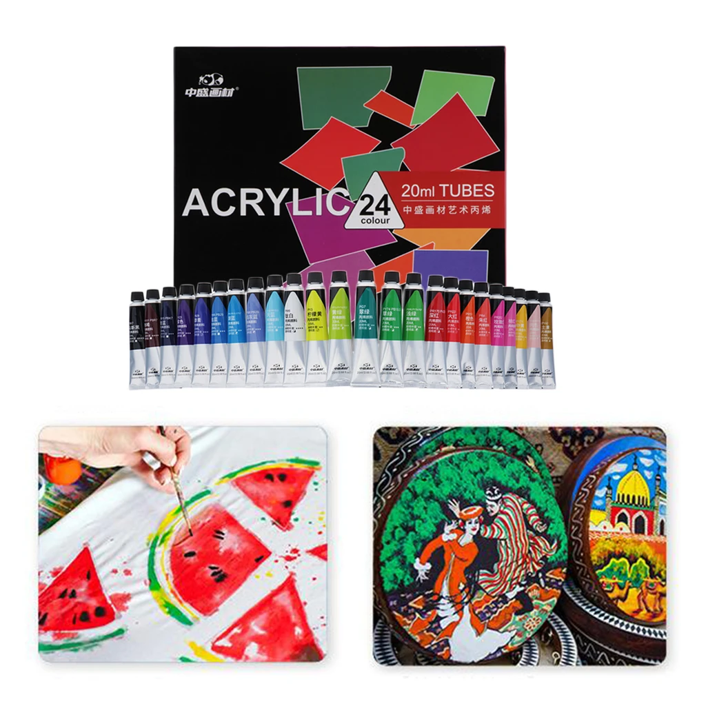 12/24Pcs ACRYLIC PAINTS ART WATERPROOF ARTIST PAINTING ACYLIC COLOR FOR CERAMIC