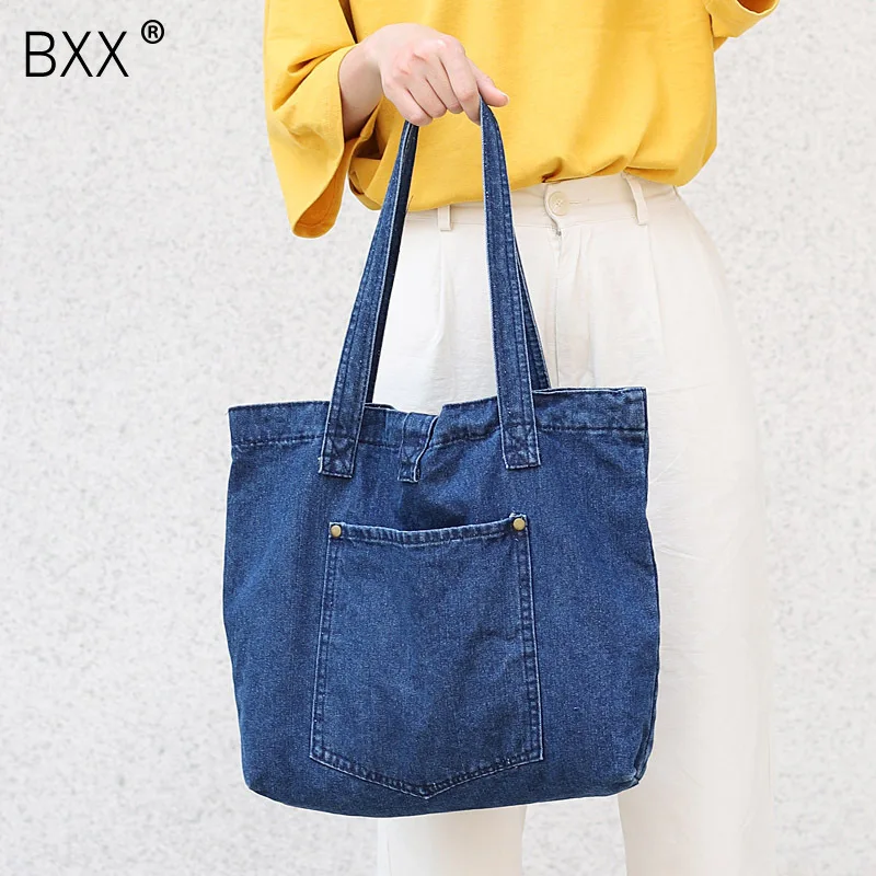 

[BXX] Reusable Shopping Bag Fashion Women Casual Canvas All-match Tote Bag 2020 Spring High Capacity Travel Shoulder Bags HK619