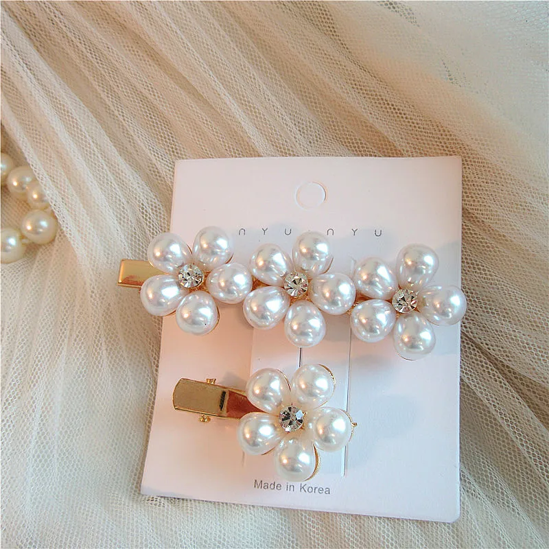 

Korean Fashion Female Hair Accessories Simple Temperament Imitation Pearl Flower Duckbill Clip for Girl Women's Headwear