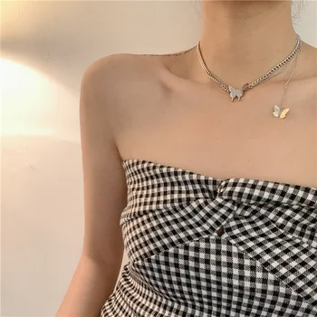 

Butterfly GIRL'S Necklace Simple Elegant Multilayer Stacked Style Choker Stainless Steel Necklace Ornament