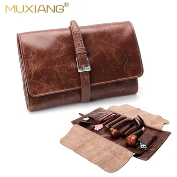 

OLDFOX Leather Smoking Tobacco Pipe Pouch Bag Organize Case Pipe Accessories Tool Holder Pocket for 2 Pipe & 2 Cigar fc0008