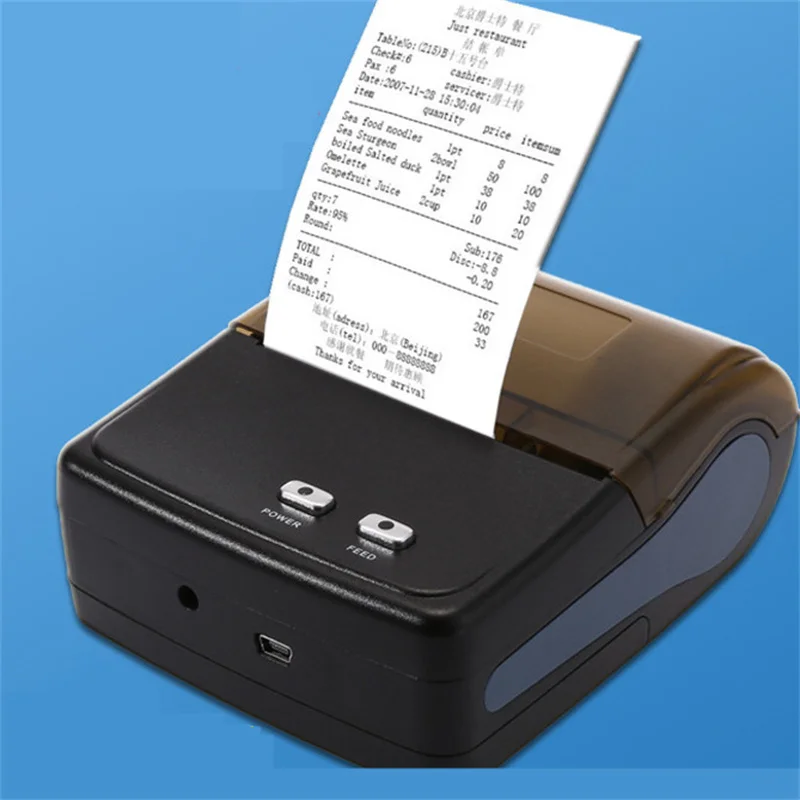 mini pocket thermal printer Mini black Bluetooth portable thermal printer handheld self-adhesive label bar code Android windows portable Bluetooth best small photo printer