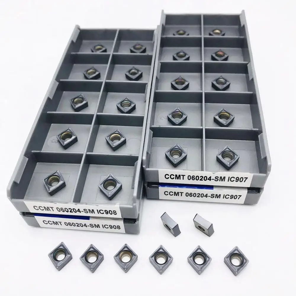 Inserto de torneado de carburo, herramienta de Metal para insertar interna, CNC, CCMT 908, CCMT060204, CCMT060208, SM, IC907, 060204
