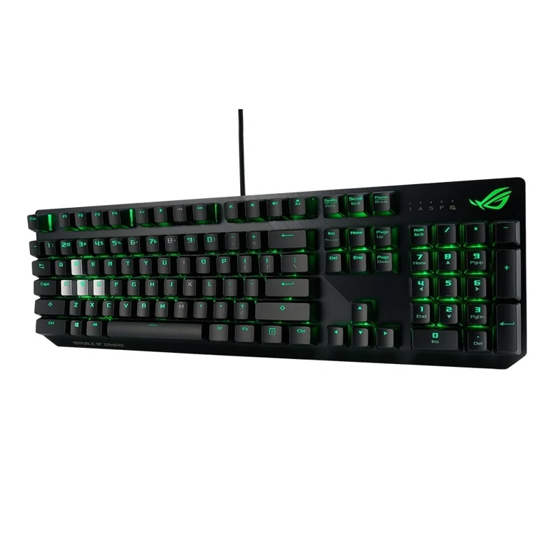 Клавиатура ASUS ROG Strix Scope Cherry MX red silent проводная, игровая, RGB подсветка, USB, аллюминивая рама, цвет: черный