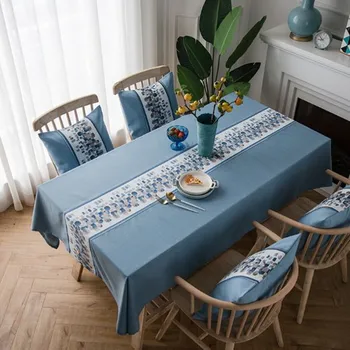 

Table Cloth Waterproof Polyester Imitation Linen Tablecloth Rectangular Splicing Stone Painting Home Dining Coffee Table Cover