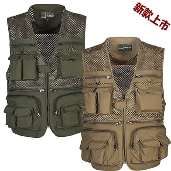 

Lettered Photography Vest Fishing Vest Men's Spring and Autumn Summer Mesh Vest Outdoor Workwear Multi-Pocket Daddy Clothes