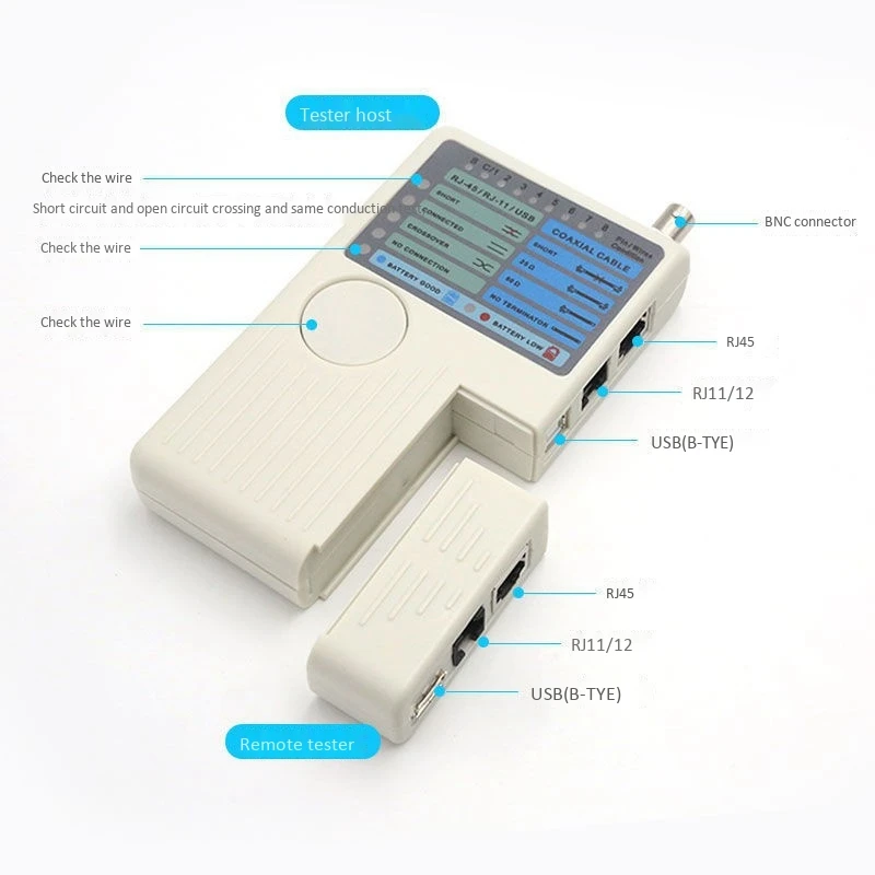 RJ11 RJ45 USB BNC LAN Network Cable Tester Remote LAN Cables Tracker Detector 4 in 1 Fast Tester Tool