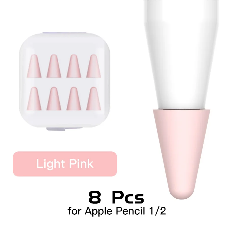 8pcs pink pen case ANKNDO 8 шт. силиконовый сменный пенал с наконечником для карандашей защитный чехол для Apple Pencil 1-й 2-й стилус для сенсора - Цвета: 8pcs pink pen case