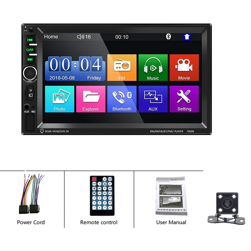 

Double Din 7 inch HD Press Screen Car Radio Receiver, Car MP5 Player Head Unit, Supports Bluetooth Android/iPhone Mirror Link FM