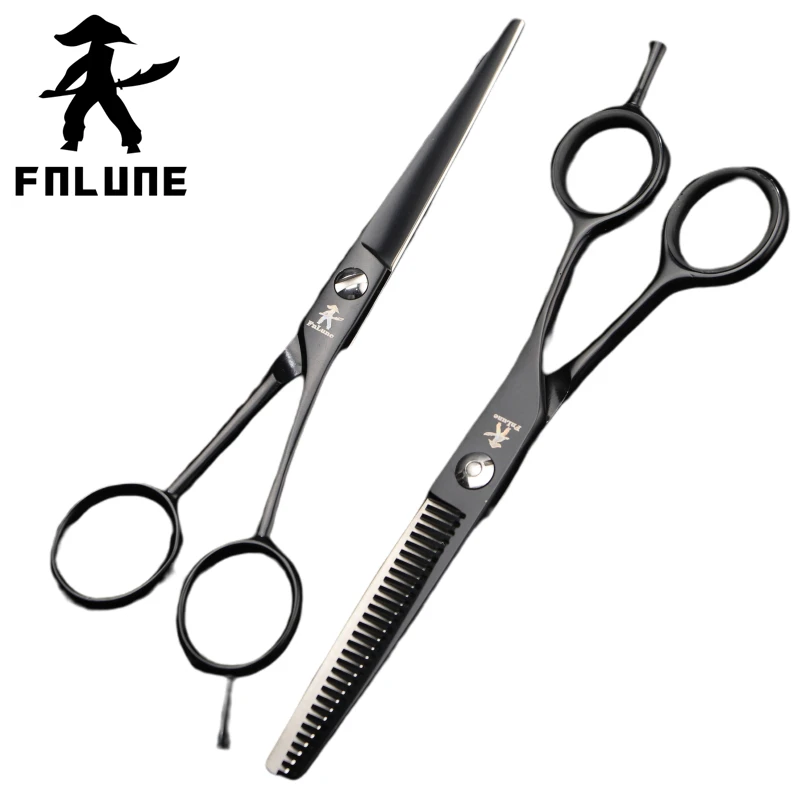 

FnLune A-line Scissors VG 10 Top Black Professional Hair Salon Scissors Cut Barber Haircut Thinning Shear Hairdressing Scissors