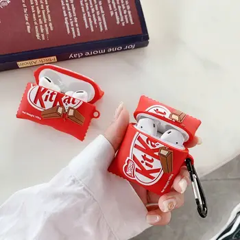 

for Airpods 2 1 case 3D cute wafer chocolate biscuit click tap SOFT Silicone protective cover with hook for Airpods pro 3