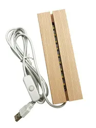 Wooden Led Lamp Base USB Cable Switch Night Light 3D Led Night Lamp Base Long Acrylic DIY Wooden Lamp Base Top